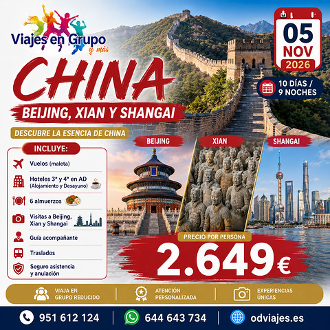 Viaje en grupo a China - Beijing, Xi’an y Shangái