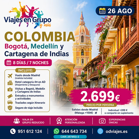 Viaje en grupo a Colombia - Bogotá, Medellín y Cartagena de Indias