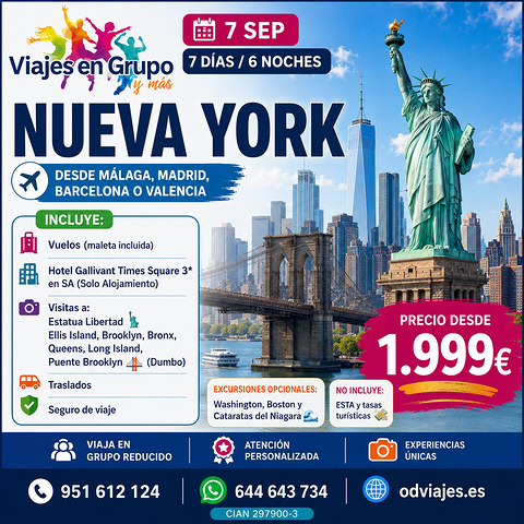 Viaje en grupo a Nueva York - Nueva York desde Málaga, Madrid, Barcelona o Valencia